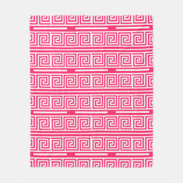 Rosa Vitgrekisk Nyckel Fret Mönster design Fleecefilt