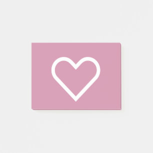 Rosa vithjärtavalentines som Posta-Det noterar Post-it Block