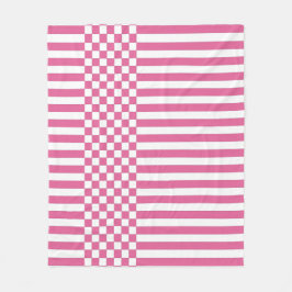 Rosa & vitkontroll & Rand Upprepa Mönster Fleecefilt