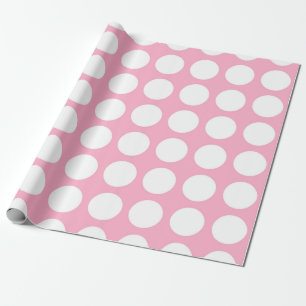 Rosa vitpolka dots presentpapper