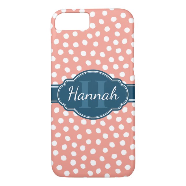 Rosa Vitprickad marin Mönster Case-Mate iPhone Skal (Baksida)