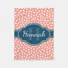 Rosa Vitprickad marin Mönster Fleecefilt