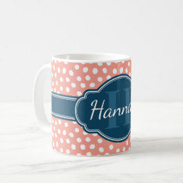 Rosa Vitprickad marin Mönster Kaffemugg