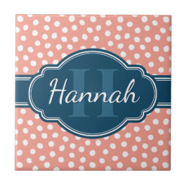 Rosa Vitprickad marin Mönster Kakelplatta