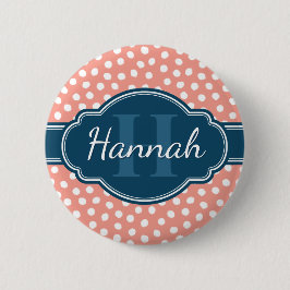 Rosa Vitprickad marin Mönster Knapp