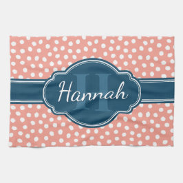 Rosa Vitprickad marin Mönster Kökshandduk