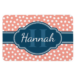 Rosa Vitprickad marin Mönster Magnet