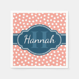 Rosa Vitprickad marin Mönster Pappersservett