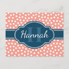 Rosa Vitprickad marin Mönster Vykort