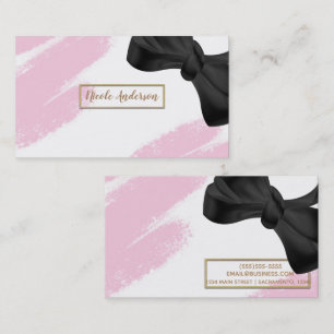 Rosa Vitt Guld Modern Minimal Rosa Pensel & Slinga Visitkort