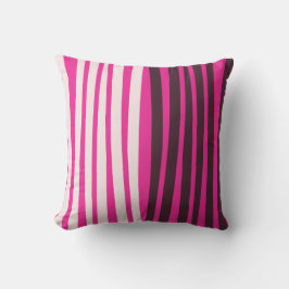 Rosa, vitt och svart lodrät rand kudde