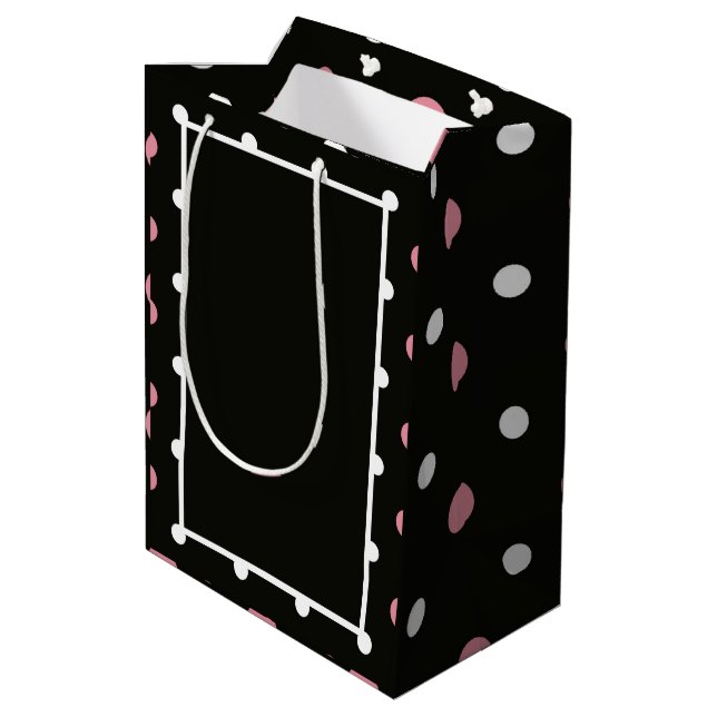 Rosa, vitt och svart polka dots (Baksidan Vinklad)