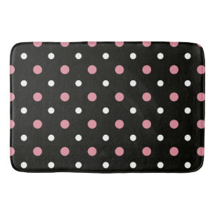 Rosa, vitt och svart polka dots badrumsmatta