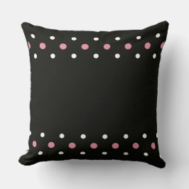 Rosa, vitt och svart polka dots kudde