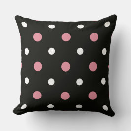 Rosa, vitt och svart polka dots kudde