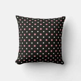 Rosa, vitt och svart polka dots kudde