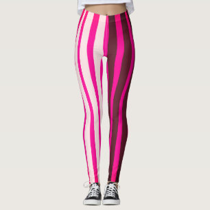 Rosa, vitt och svart rand leggings