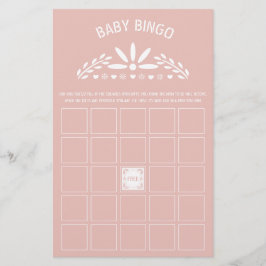 Rosa, vitt papel Picado Baby Shower Bingo-spel Flygblad