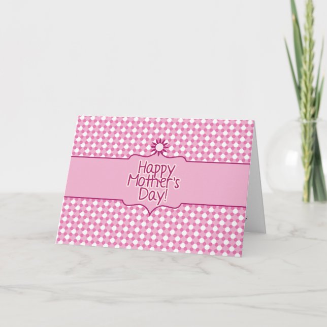Rosa, vitt Polka-prick Mors dag-hälsningskort Kort (Framsida)