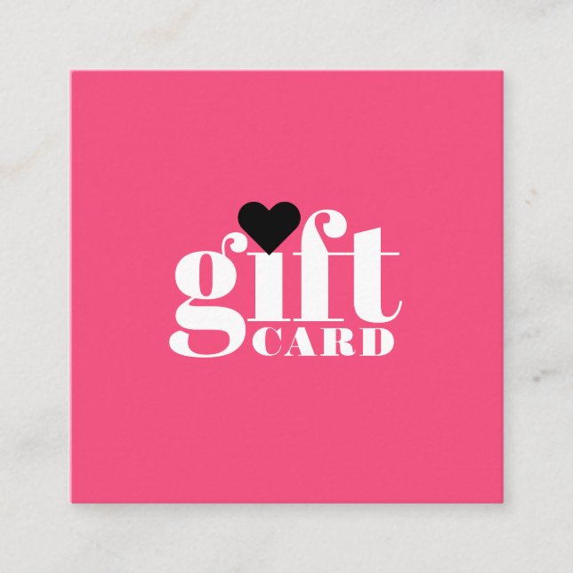 Rosa: Vitt presentkort med fetstil och fet stil Rabattkort (Framsida)