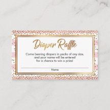 Rosa & vitt Rand, konfetti-diaper Raffle-kort