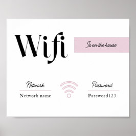 Rosa & vitt WiFi-lösenord och nätverkstecken Poster