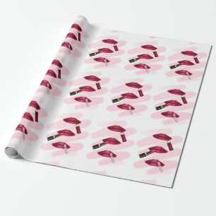 Rosa Viva Magenta Lip Makeup Mönster Presentpapper