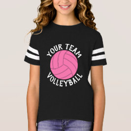 Rosa Volleyball Anpassningsbar Team Namn Girls Jer T Shirt
