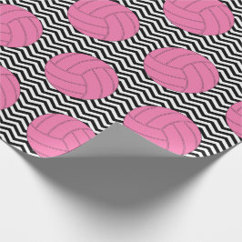 Rosa Volleyball Black&White Chevron Wrapping Pappe Presentpapper