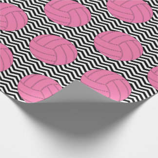 Rosa Volleyball Black&White Chevron Wrapping Pappe Presentpapper