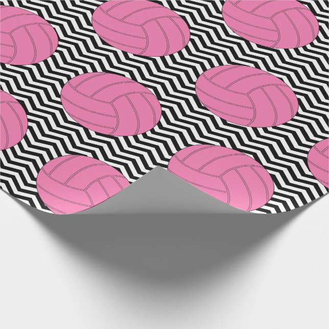 Rosa Volleyball Black&White Chevron Wrapping Pappe Presentpapper (Hörn)