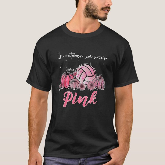 Rosa Volleyball Breast Cancer Awareness Månad för T Shirt (Framsida)