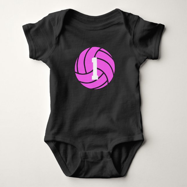 Rosa Volleyball Jersey Number Baby Bodykostym Tröja (Framsida)