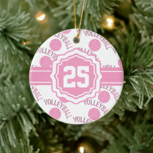 Rosa Volleyball Julgransprydnad Keramik