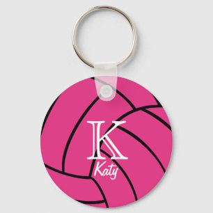 Rosa Volleyball Monogram Keychain Nyckelring