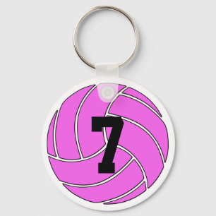 Rosa Volleyball Player Anpassningsbar Jersey Numbe Nyckelring