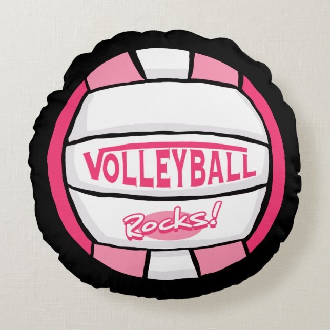 Rosa Volleyball Sten 2 Rund Kudde (Framsidan)