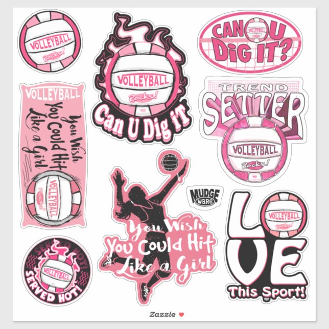 Rosa Volleyball Sten Klistermärken (Ark)