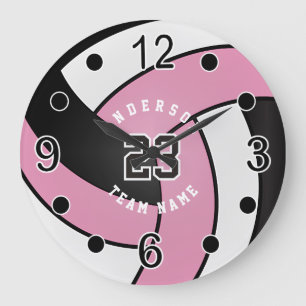 Rosa Volleyball Stil Clock Stor Klocka