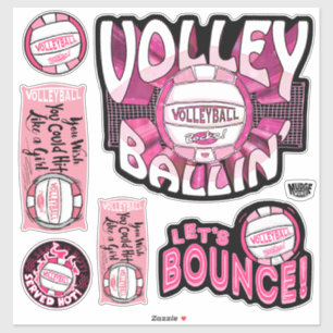 Rosa Volleyballin Volleyball Klistermärken