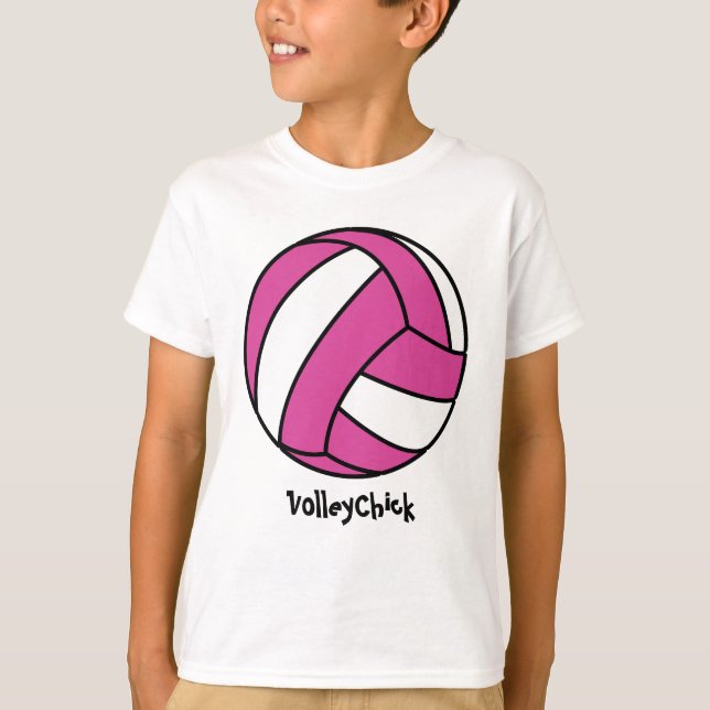 Rosa volleyboll (anpassadet) tee shirt (Framsida)
