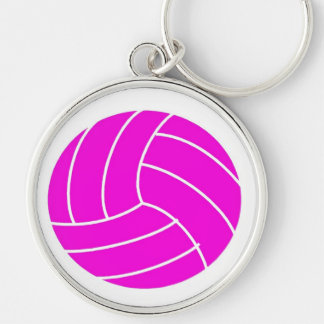 Rosa volleyboll rund silverfärgad nyckelring