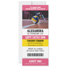 Rosa volleybollbiljett födelsedagsfest