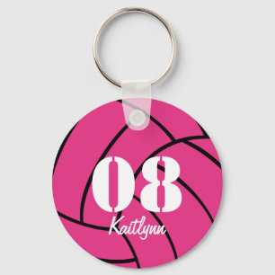 Rosa volleybollMonogram Keychain för personlig Nyckelring