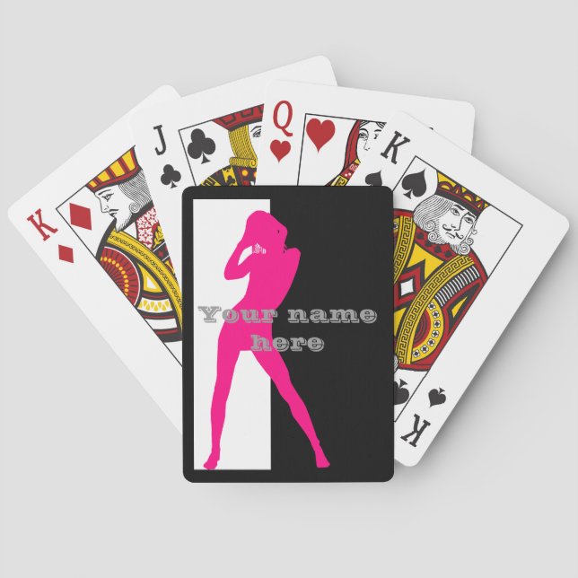 Rosa vuxen dans-tjej silhouette casinokort (Baksidan)