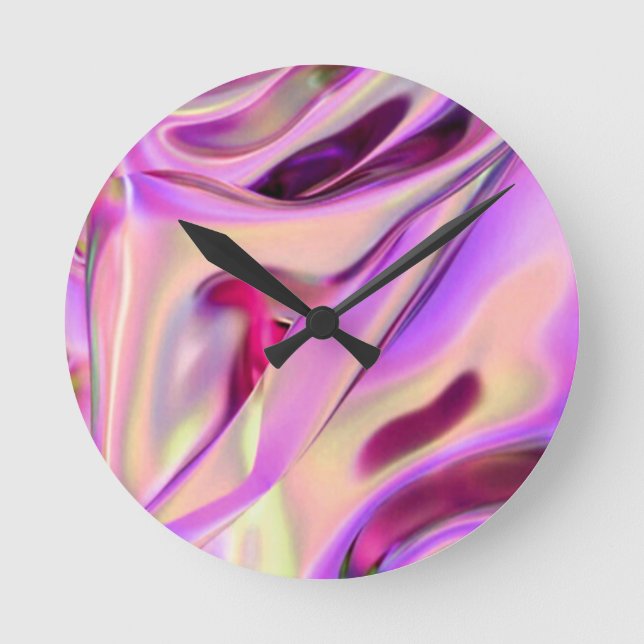 Rosa Wall Clock-Multifärgad Rund Klocka (Framsida)