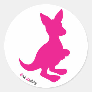 Rosa Wallaby Round Sticker Runt Klistermärke