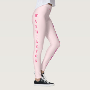Rosa Washington State Rhododendron Flower Leggings
