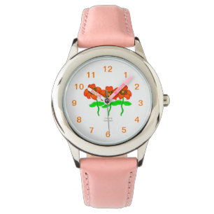 Rosa Watch för Bevalt Tiger Lilies Steel Armbandsur