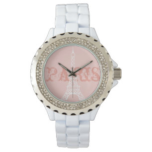 Rosa Watch Gift för kvinnor i Paris Eiffel Torn Armbandsur
